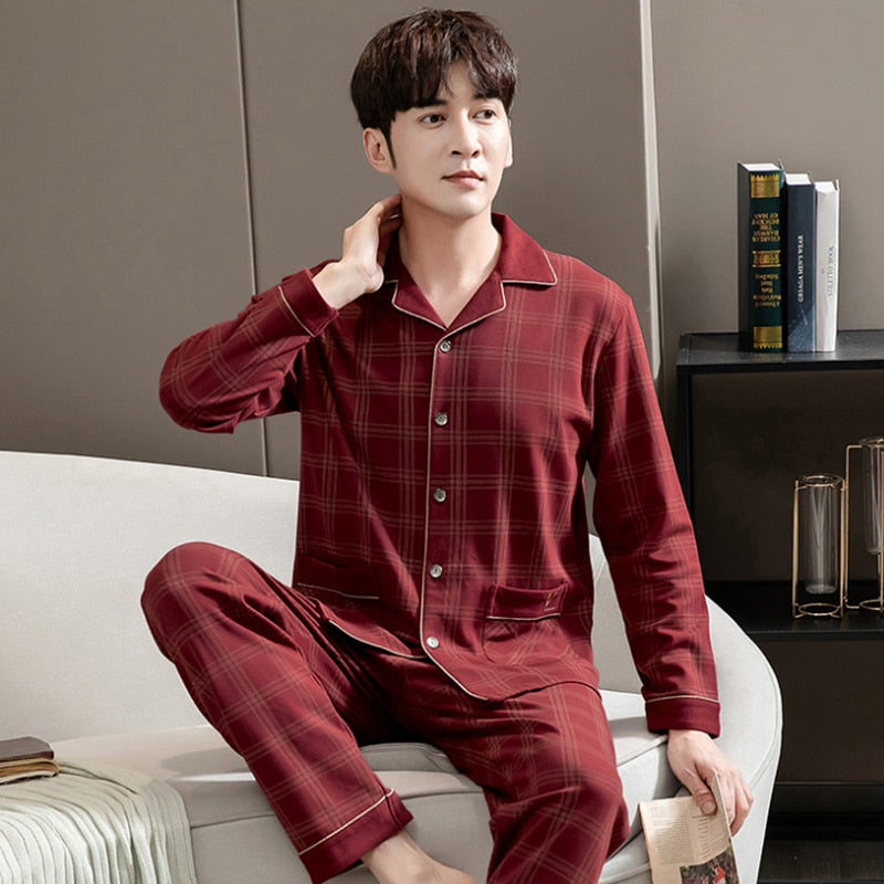 Pyjama Homme 2 Pièces En Polaire - T-shirt Manches Longues Et Pantalon à Carreaux - Confort Doux Et Chaud - 6