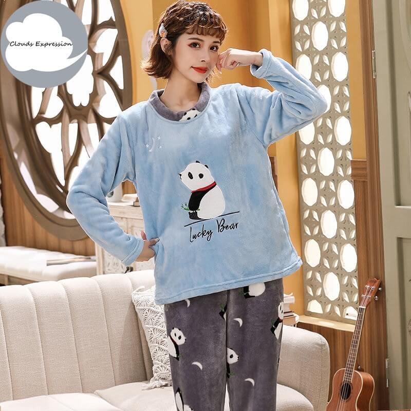 stijl winkel cascade Pyjama Pilou Pilou Femme Ours Gris & Bleu | Pyjama Original