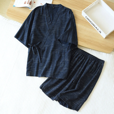 Pyjama Manches Courtes Kimono Homme Bleu Roi