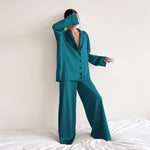 Pyjama Satin Femme Oversize Vert Clair