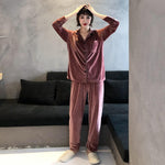 Pyjama pour Couple en Velours à Manches Longues Femme