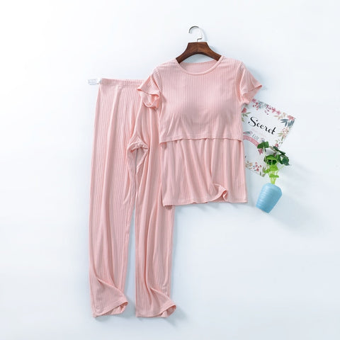 Pyjamas Matérnité allaitement GLOSSY ENVY - polyvalants et Confortables  pour les Futures Mères