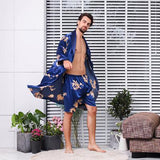 Kimono Pyjama Japonais Homme Couleur Bleu