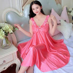 Robe Nuisette Longue Satin rouge coraille