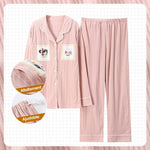 Pyjama Maternité Allaitement Imprimé à Rayures Rose