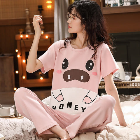 Pyjama Couple Humour Motif Cochon