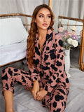 Pyjama Femme Satin Imprimé Rose
