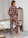 Pyjama Femme Satin Imprimé Rose noir