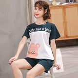 Pyjama pour Couple T-Shirt et Short avec Manches Courtes avec Motif Souris Femme