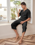 Pyjama Homme Décontracté 2 Pièces en Lin pour l'Été
